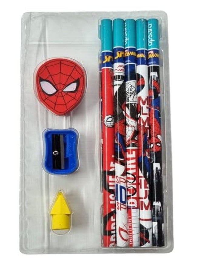 أبسارا أقلام رصاص خشبية جرافيتية بتصميم سبايدرمان من أفسارا | سن 2B داكن للغاية | تتضمن 20 قلم رصاص، ممحاة وجه سبايدرمان، مبراة ذات رأس طويل، غطاء قلم رصاص واحد | قبضة مريحة لكتابة سلسة وطويلة وواضحة - Image 4